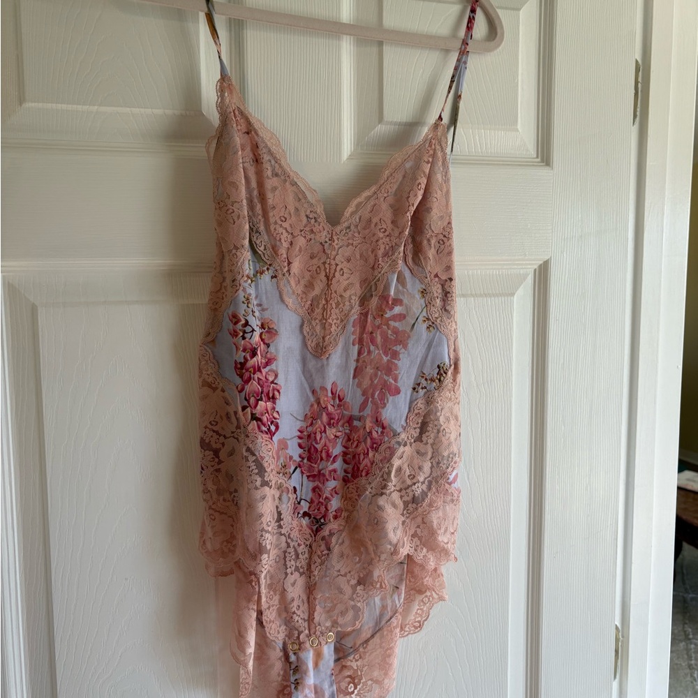Zimmermann Pink Floral Lace Chemise